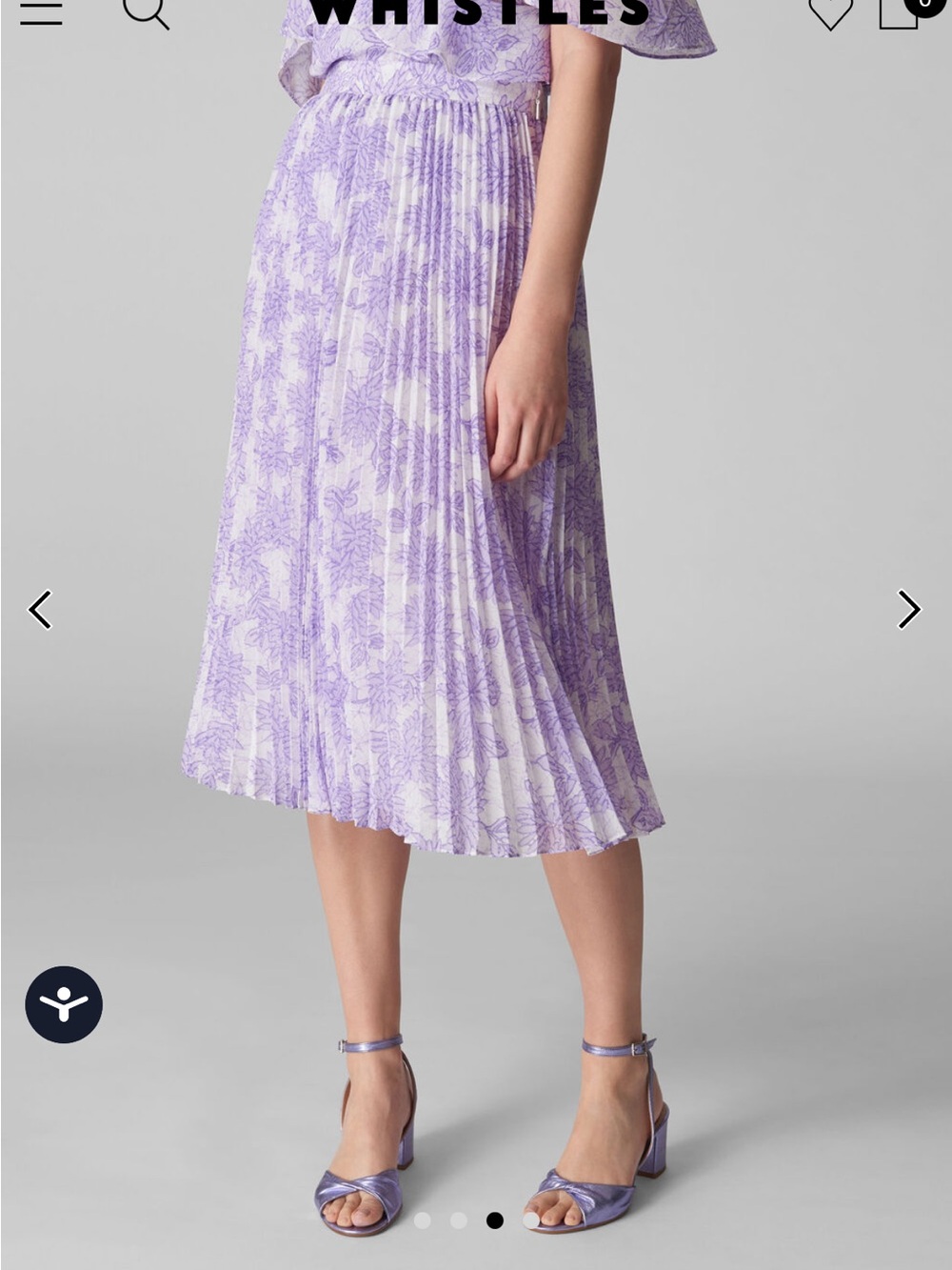 Whistles Pleated Floral Midi Skirt - Lavender - Picture 2 of 4